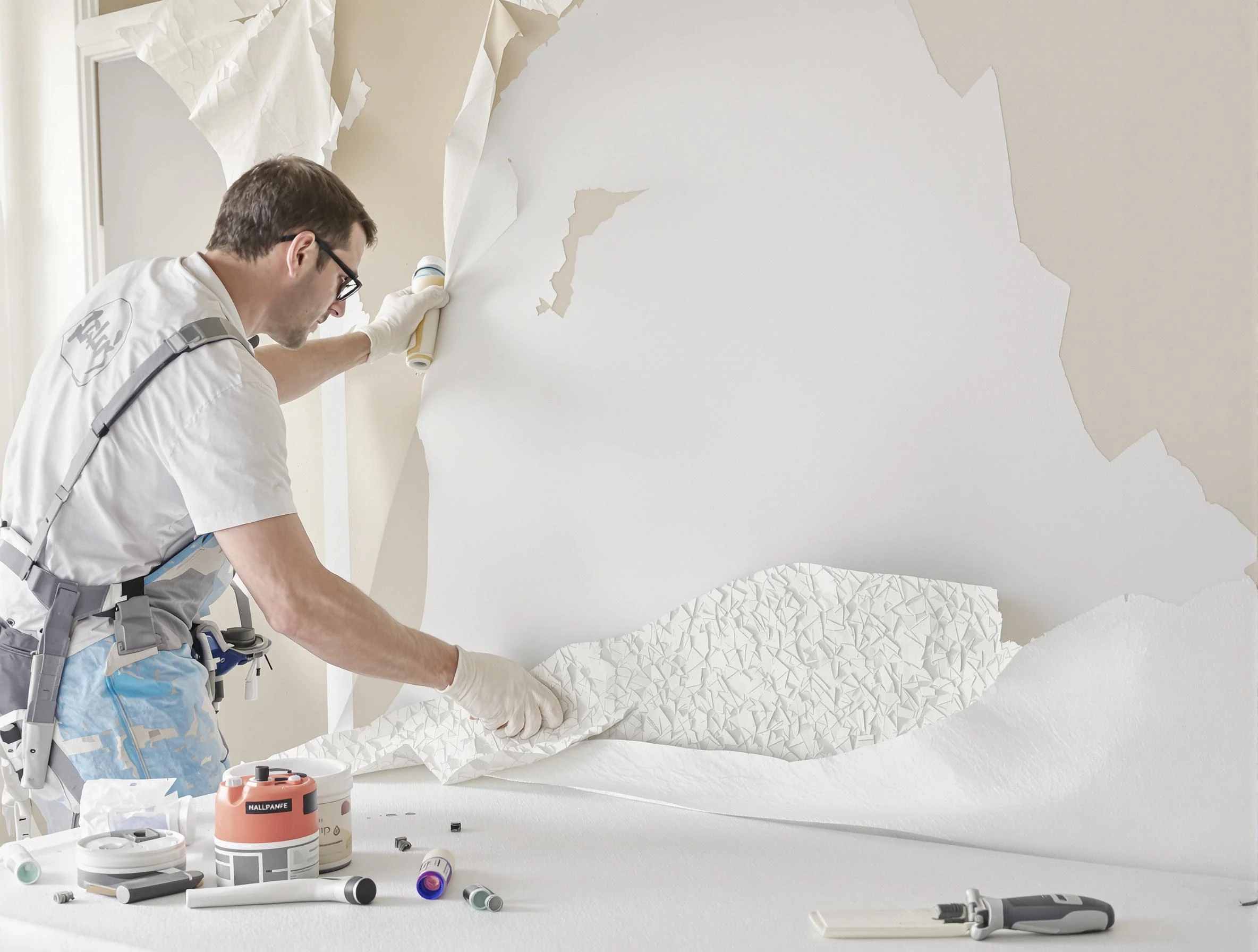 Detailed wallpaper removal and wall prep by Coolidge House Painters in Coolidge